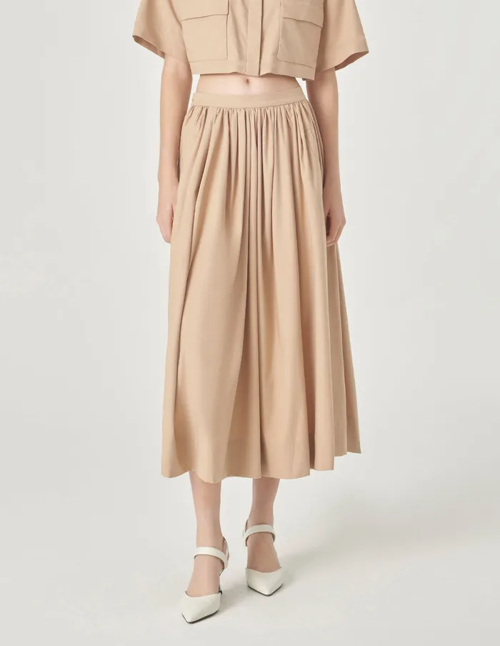 MARYLING Skirts Pleated Parapet Skirt Sandy 8211 Women MARYLING Skirts Pleated Parapet Skirt Sandy 8211 Women
