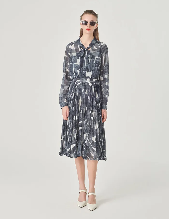 MARYLING Skirts Printed Sun Pleated Skirt Monochrome 8211 Women