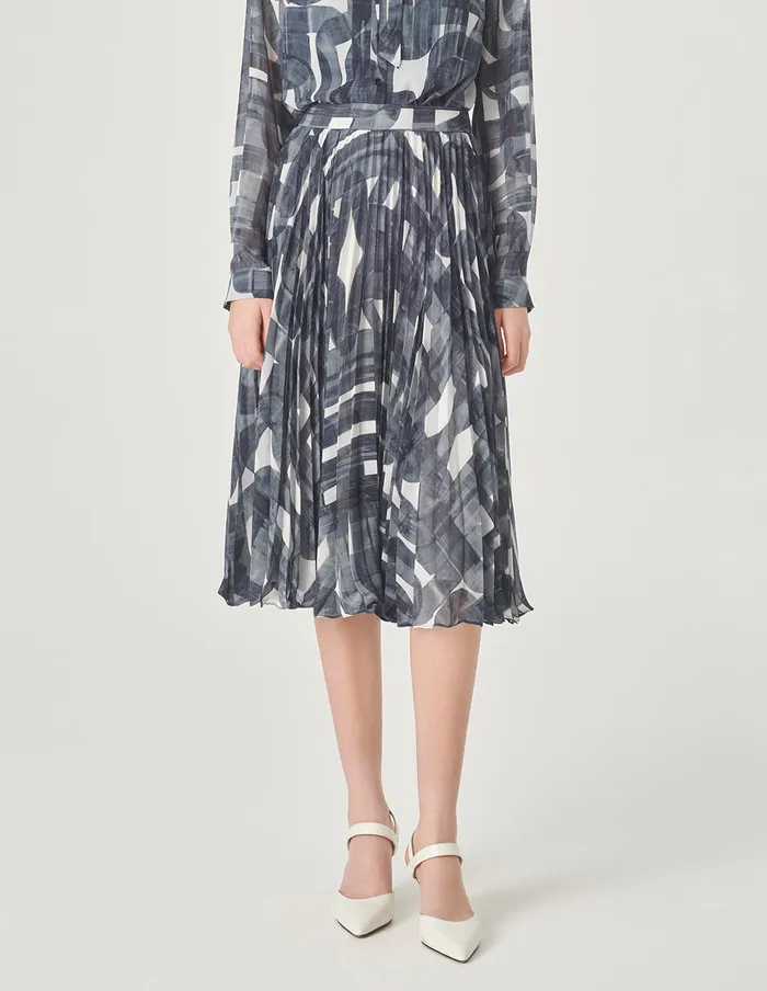 MARYLING Skirts Printed Sun Pleated Skirt Monochrome 8211 Women MARYLING Skirts Printed Sun Pleated Skirt Monochrome 8211 Women