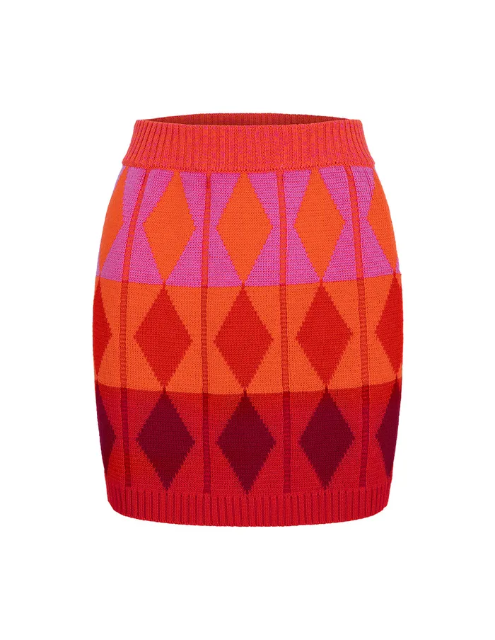 MARYLING Skirts Red Berry Plaid Knitted Skirt Red 8211 Women MARYLING Skirts Red Berry Plaid Knitted Skirt Red 8211 Women