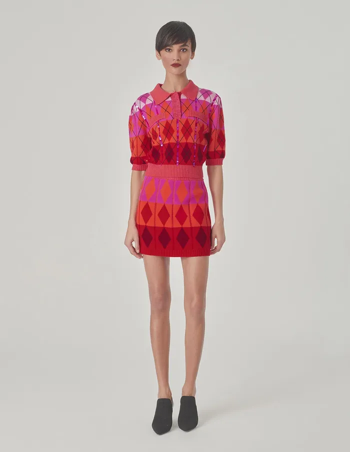 MARYLING Skirts Red Berry Plaid Knitted Skirt Red 8211 Women MARYLING Skirts Red Berry Plaid Knitted Skirt Red 8211 Women