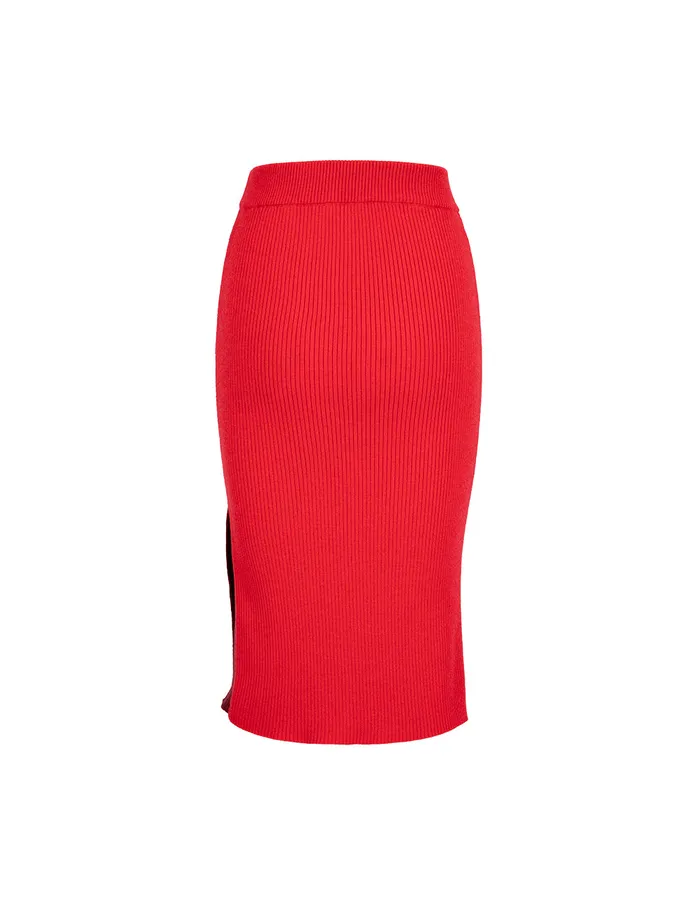 MARYLING Skirts Red Slit Knitted Skirt Red 8211 Women MARYLING Skirts Red Slit Knitted Skirt Red 8211 Women