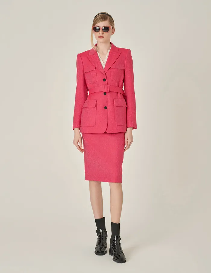 MARYLING Skirts Rose Pink Herringbone KneeLength Skirt Herringbone 8211 Women MARYLING Skirts Rose Pink Herringbone KneeLength Skirt Herringbone 8211 Women