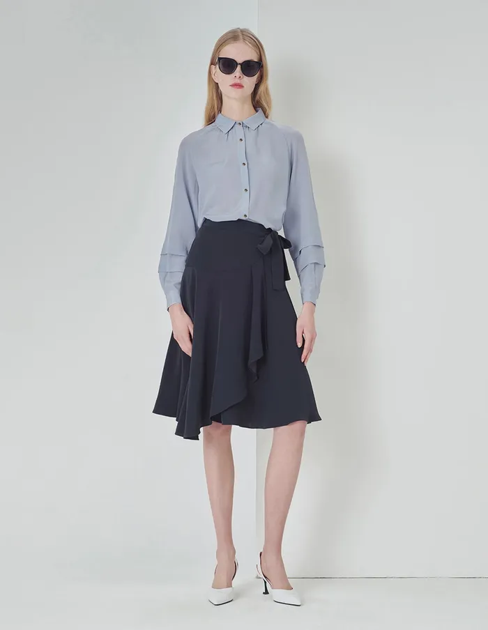 MARYLING Skirts Spring Midnight Blue Bow Knot Mini Skirt Blue 8211 Women MARYLING Skirts Spring Midnight Blue Bow Knot Mini Skirt Blue 8211 Women