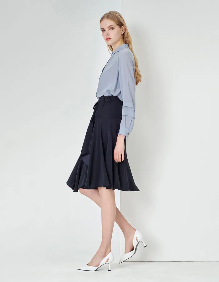MARYLING Skirts Spring Midnight Blue Bow Knot Mini Skirt Blue 8211 Women MARYLING Skirts Spring Midnight Blue Bow Knot Mini Skirt Blue 8211 Women