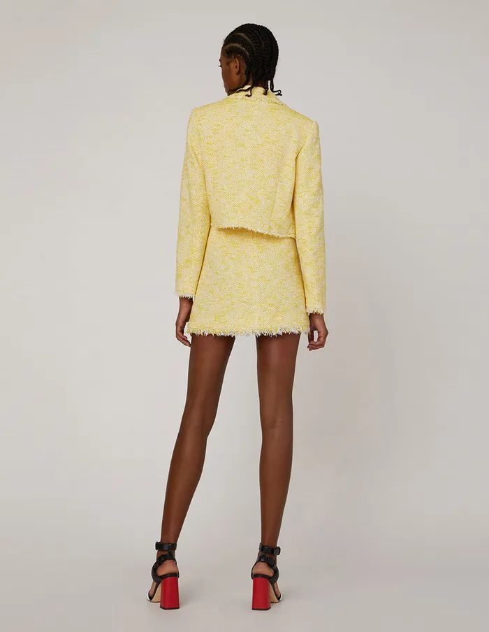 MARYLING Skirts TWEED ALINE FRINGE EDGE MINI SKIRT Yellow 8211 Women