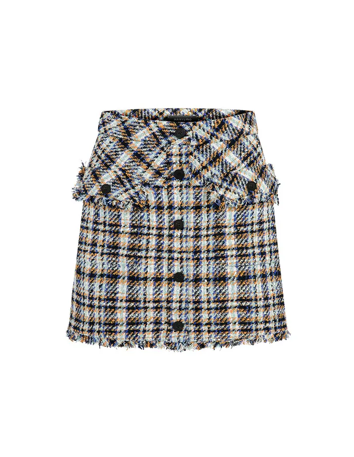 MARYLING Skirts Tweed ALine With Tassel Mini Skirt Mix 8211 Women MARYLING Skirts Tweed ALine With Tassel Mini Skirt Mix 8211 Women