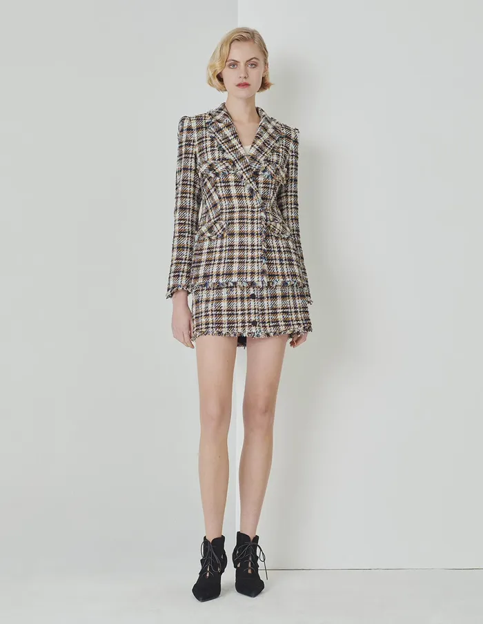 MARYLING Skirts Tweed ALine With Tassel Mini Skirt Mix 8211 Women MARYLING Skirts Tweed ALine With Tassel Mini Skirt Mix 8211 Women
