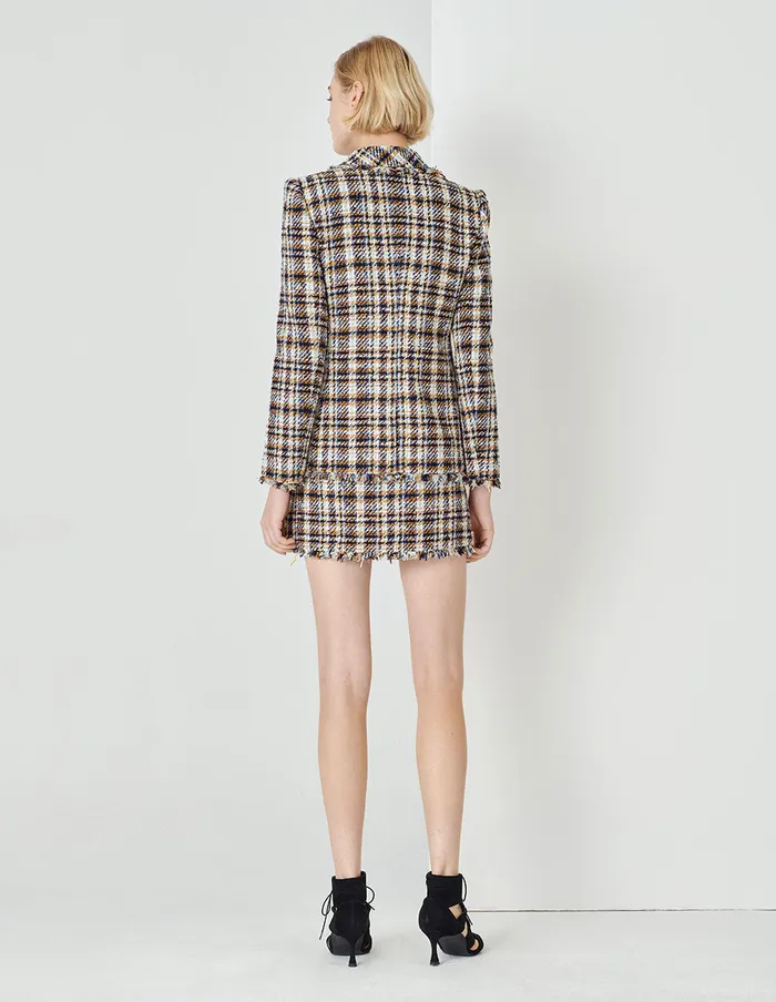 MARYLING Skirts Tweed ALine With Tassel Mini Skirt Mix 8211 Women MARYLING Skirts Tweed ALine With Tassel Mini Skirt Mix 8211 Women