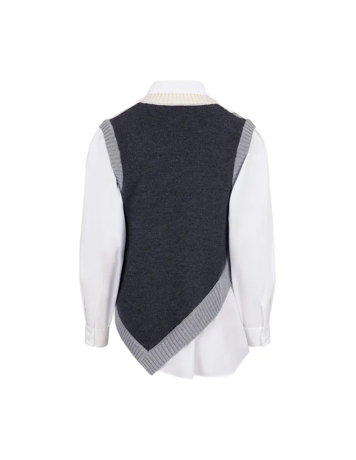 MARYLING Vest Black And White Contrast Knit Woven Matching Sweatshirt Blue And White 8211 Women MARYLING Vest Black And White Contrast Knit Woven Matching Sweatshirt Blue And White 8211 Women