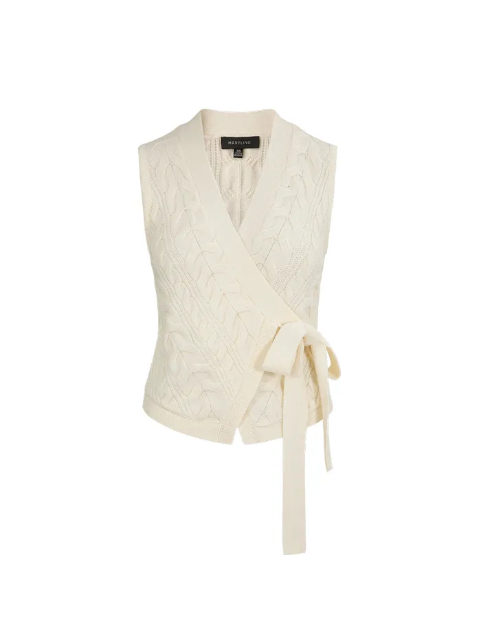 MARYLING Vest OffWhite Cross Tie Wool Vest Cream 8211 Women