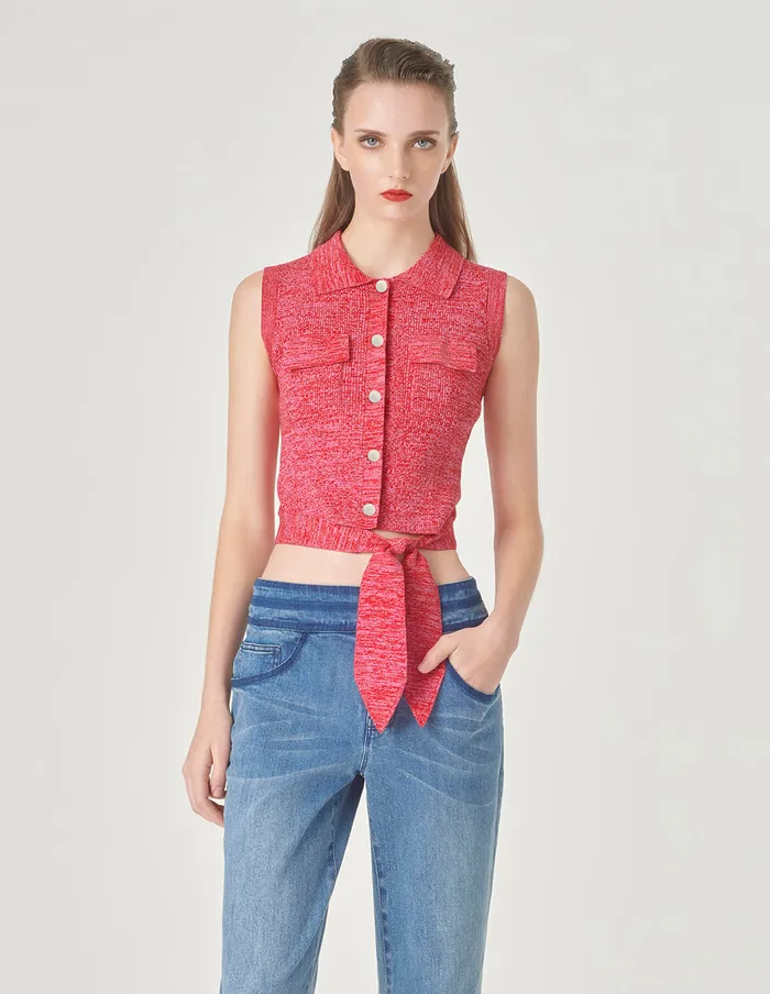 MARYLING Vest Red Color Knitted Vest Red 8211 Women MARYLING Vest Red Color Knitted Vest Red 8211 Women