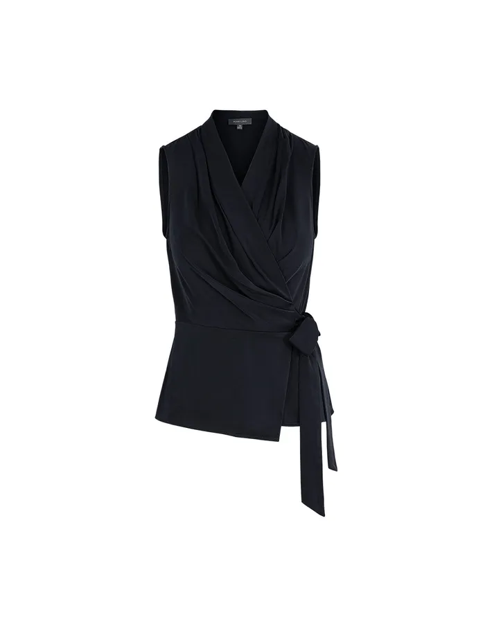 MARYLING Vest Sleeveless VNeck Tie Detail Top Blue 8211 Women MARYLING Vest Sleeveless VNeck Tie Detail Top Blue 8211 Women