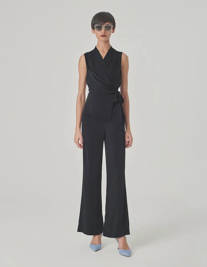 MARYLING Vest Sleeveless VNeck Tie Detail Top Blue 8211 Women MARYLING Vest Sleeveless VNeck Tie Detail Top Blue 8211 Women