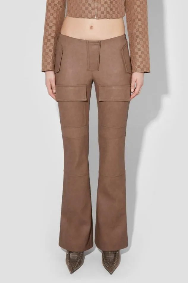 Matte Faux Leather Bootcut Moto Trousers Brown Women MISBHV Trousers
