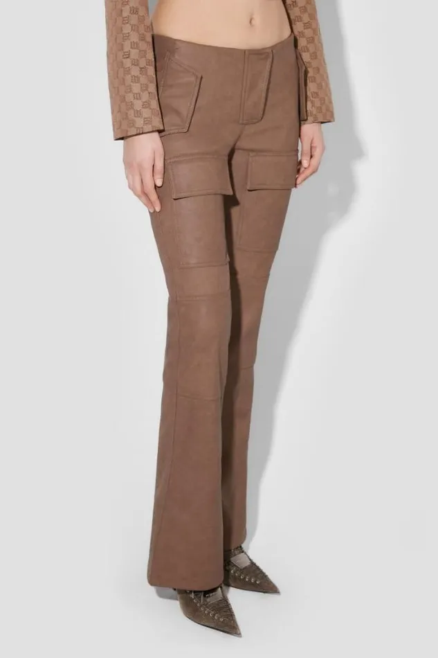 Matte Faux Leather Bootcut Moto Trousers Brown Women MISBHV Trousers