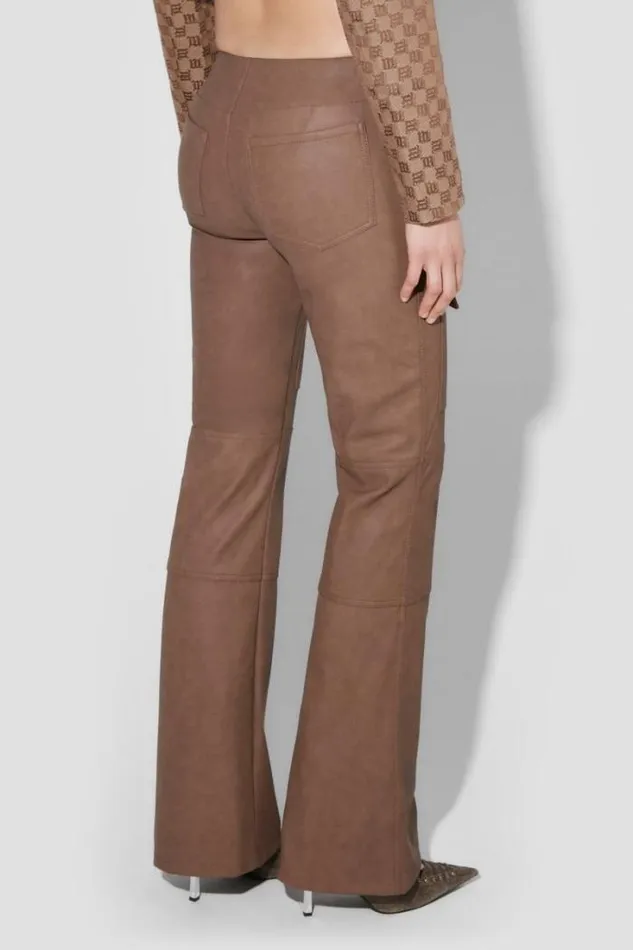Matte Faux Leather Bootcut Moto Trousers Brown Women MISBHV Trousers