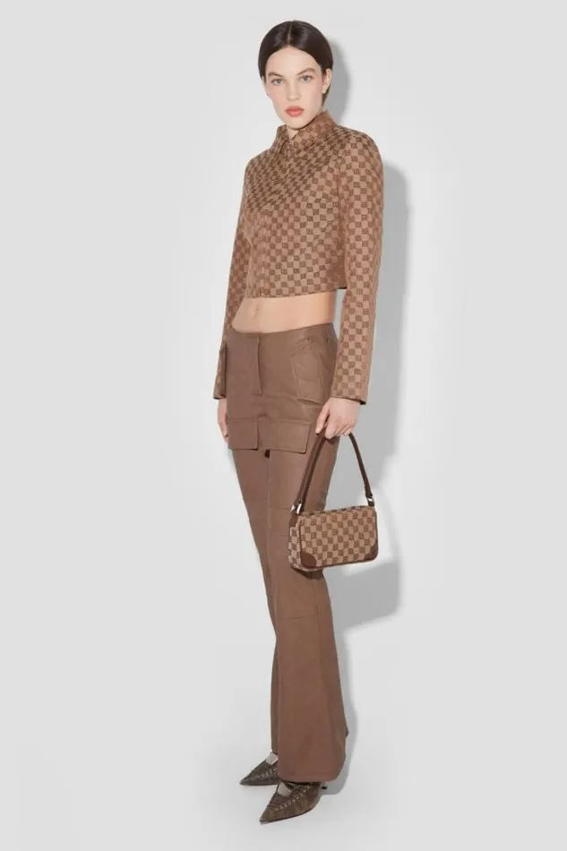 Matte Faux Leather Bootcut Moto Trousers Brown Women MISBHV Trousers