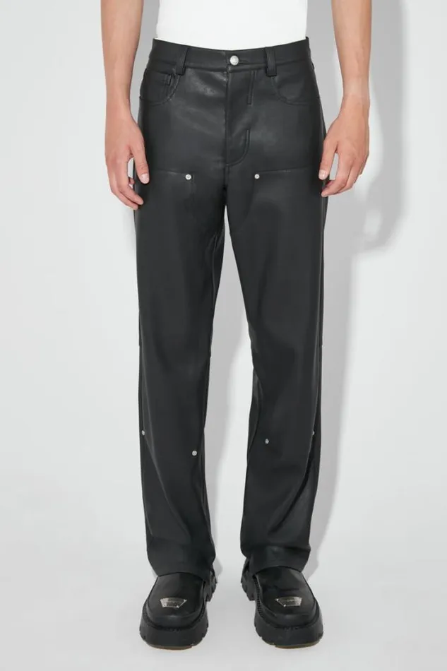 Matte Faux Leather Carpenters Trousers Black Men MISBHV Trousers