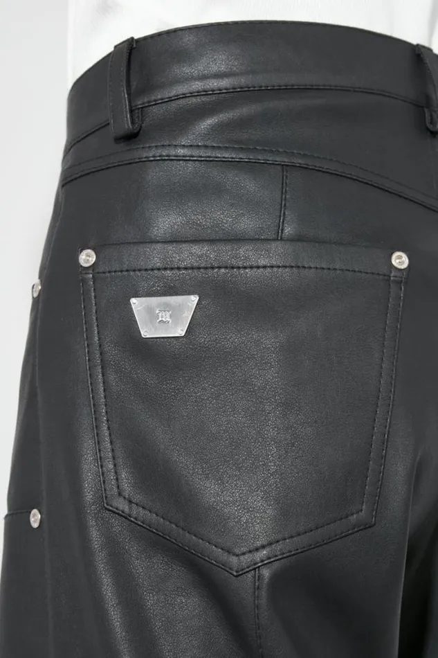 Matte Faux Leather Carpenters Trousers Black Men MISBHV Trousers