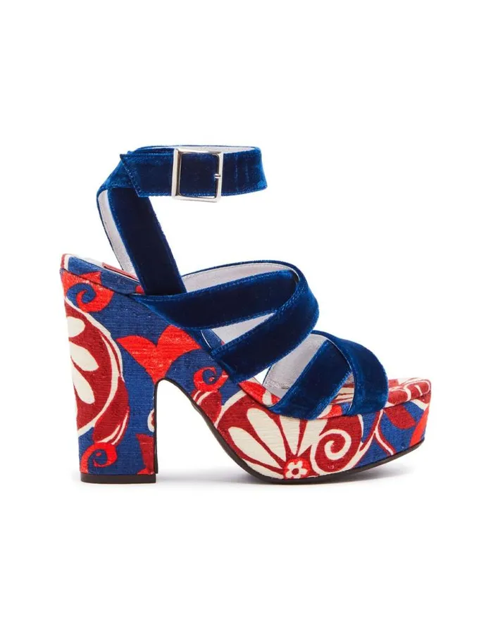 Medal Wedge Moonflower Navy Women La Double J Shoes