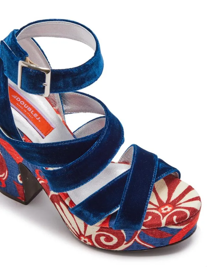 Medal Wedge Moonflower Navy Women La Double J Shoes Medal Wedge Moonflower Navy Women La Double J Shoes