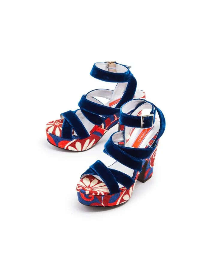 Medal Wedge Moonflower Navy Women La Double J Shoes Medal Wedge Moonflower Navy Women La Double J Shoes