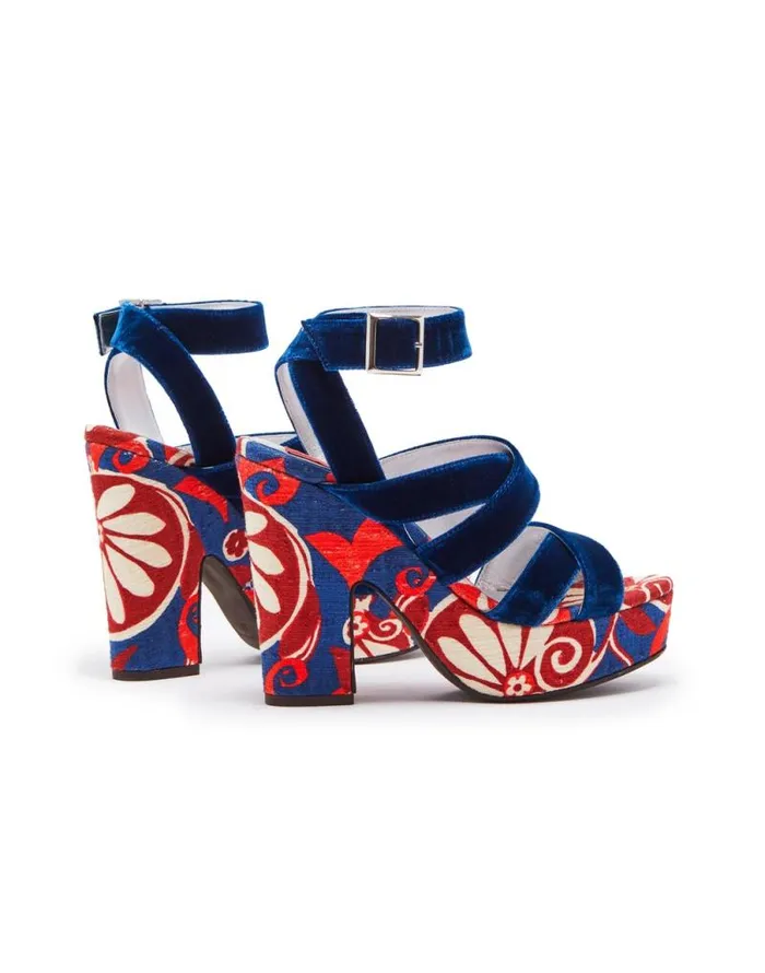 Medal Wedge Moonflower Navy Women La Double J Shoes Medal Wedge Moonflower Navy Women La Double J Shoes