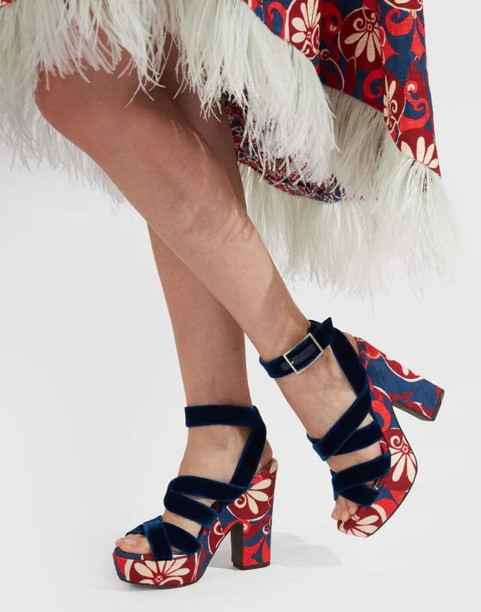 Medal Wedge Moonflower Navy Women La Double J Shoes Medal Wedge Moonflower Navy Women La Double J Shoes