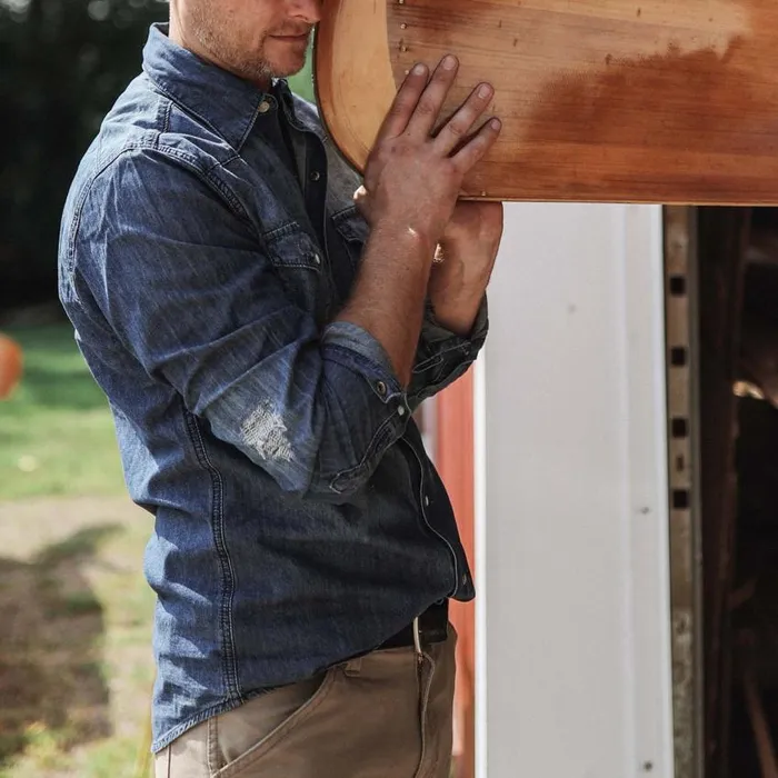 Medium Blue Denim Shirt Blue Men Stetson Classic Cut
