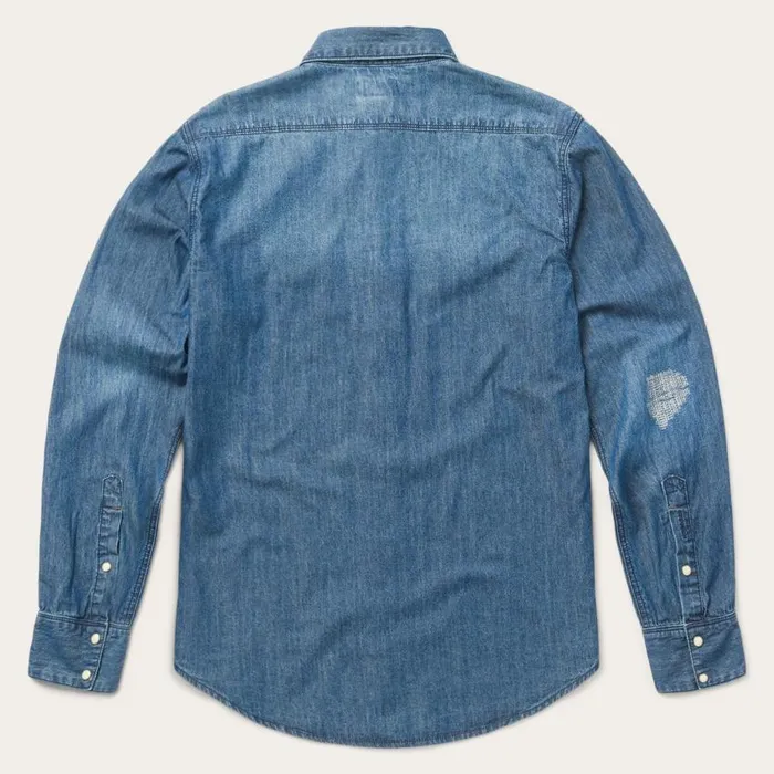 Medium Blue Denim Shirt Blue Men Stetson Classic Cut