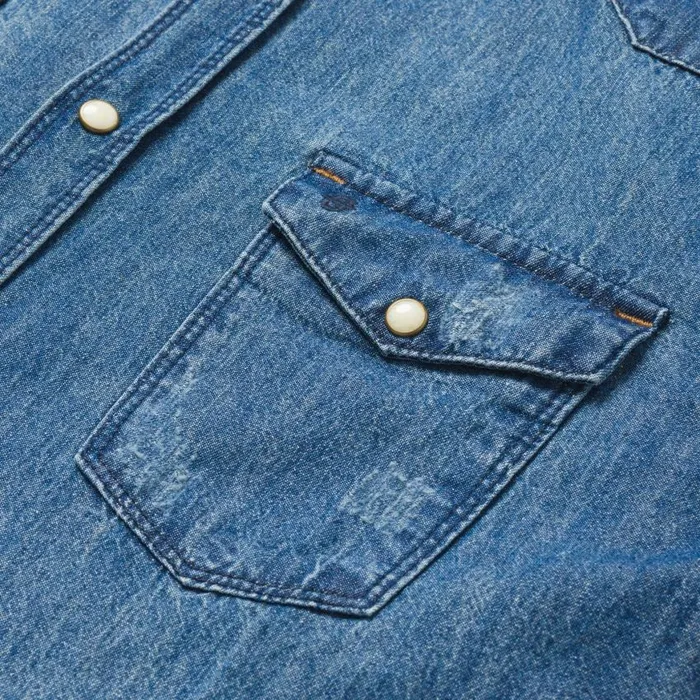 Medium Blue Denim Shirt Blue Men Stetson Classic Cut