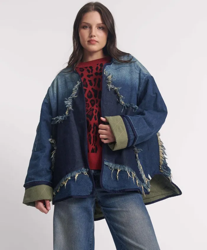 MEMPHIS DARK STAR DENIM WADDED JACKET Women One Teaspoon Denim Jackets