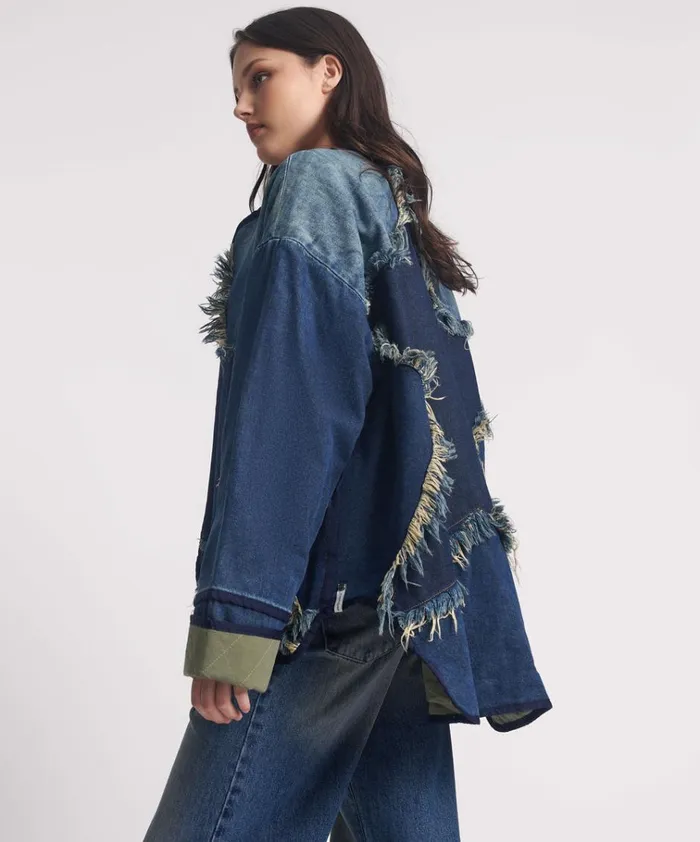 MEMPHIS DARK STAR DENIM WADDED JACKET Women One Teaspoon Denim Jackets MEMPHIS DARK STAR DENIM WADDED JACKET Women One Teaspoon Denim Jackets