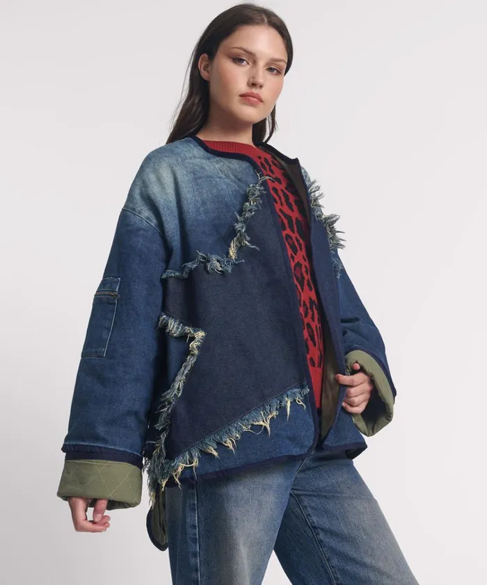 MEMPHIS DARK STAR DENIM WADDED JACKET Women One Teaspoon Denim Jackets MEMPHIS DARK STAR DENIM WADDED JACKET Women One Teaspoon Denim Jackets