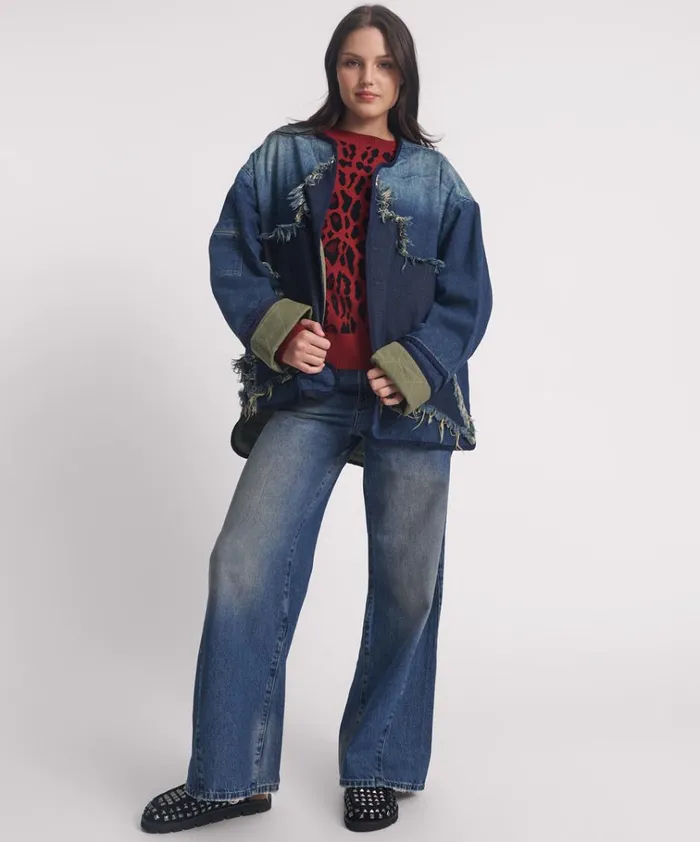MEMPHIS DARK STAR DENIM WADDED JACKET Women One Teaspoon Denim Jackets MEMPHIS DARK STAR DENIM WADDED JACKET Women One Teaspoon Denim Jackets