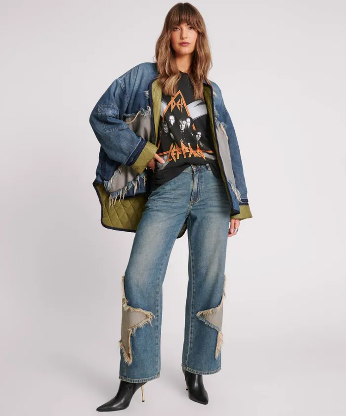 MEMPHIS LIGHT STAR DENIM WADDED JACKET Women One Teaspoon Jackets MEMPHIS LIGHT STAR DENIM WADDED JACKET Women One Teaspoon Jackets