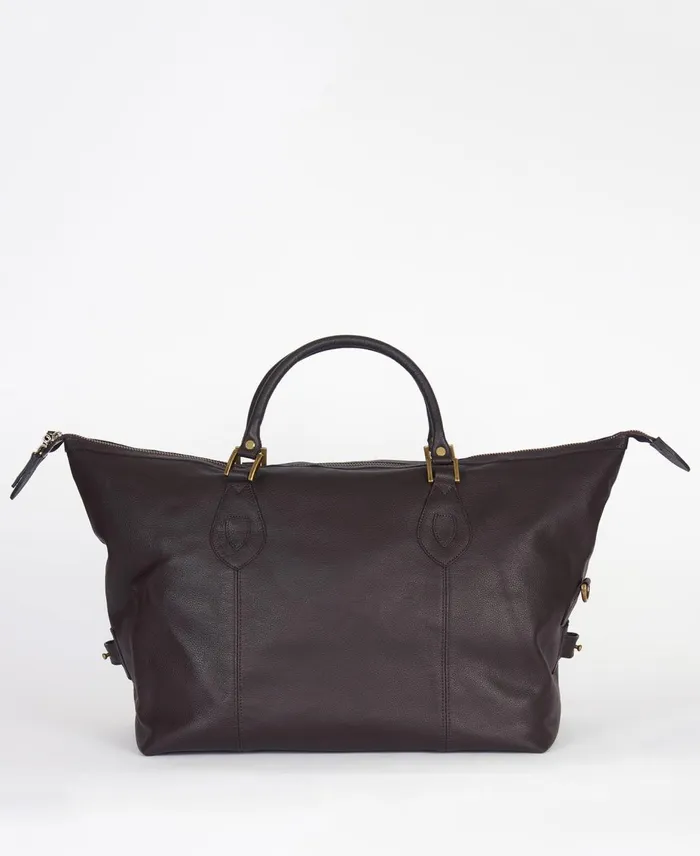 Men Bags and Luggage Barbour Leather Medium Travel Explorer Bag Chocolate