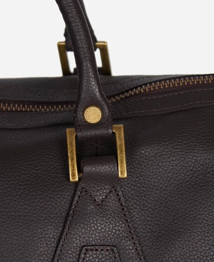Men Bags and Luggage Barbour Leather Medium Travel Explorer Bag Chocolate