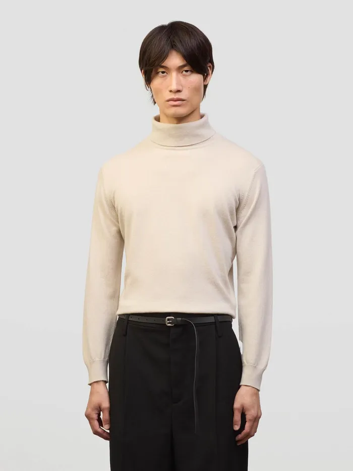 Men Begg X Co Loungewear Heriot Roll Collar Cashmere Sweater Earl Grey