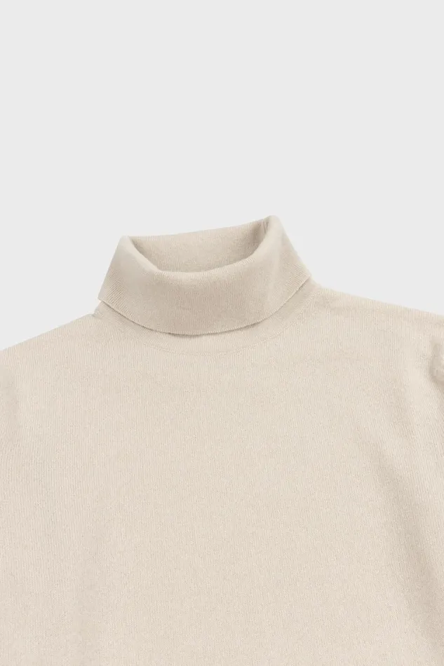 Men Begg X Co Loungewear Heriot Roll Collar Cashmere Sweater Earl Grey