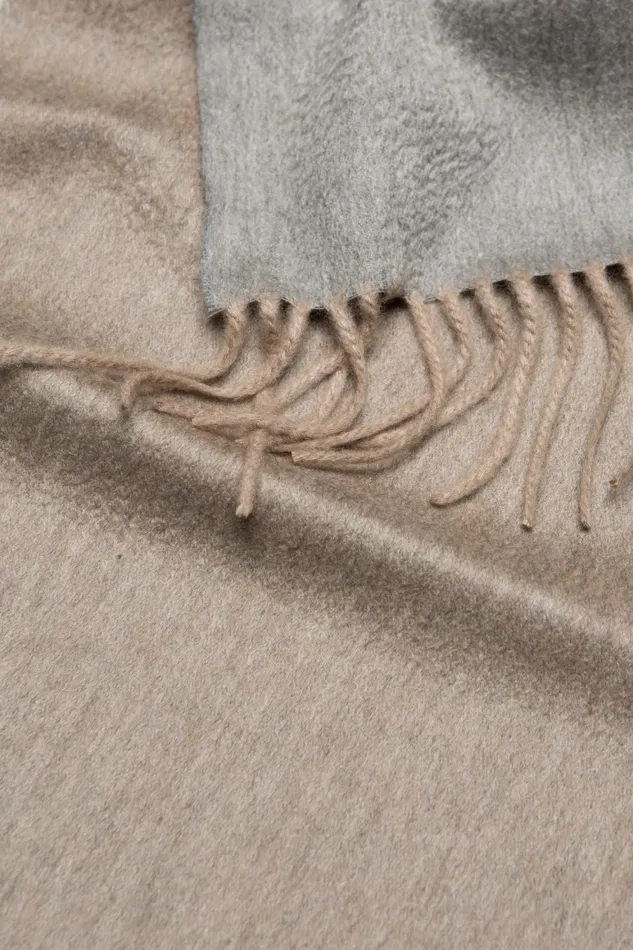Men Begg X Co Scarves Arran Reversible Oversized Cashmere Scarf Stone Flannel