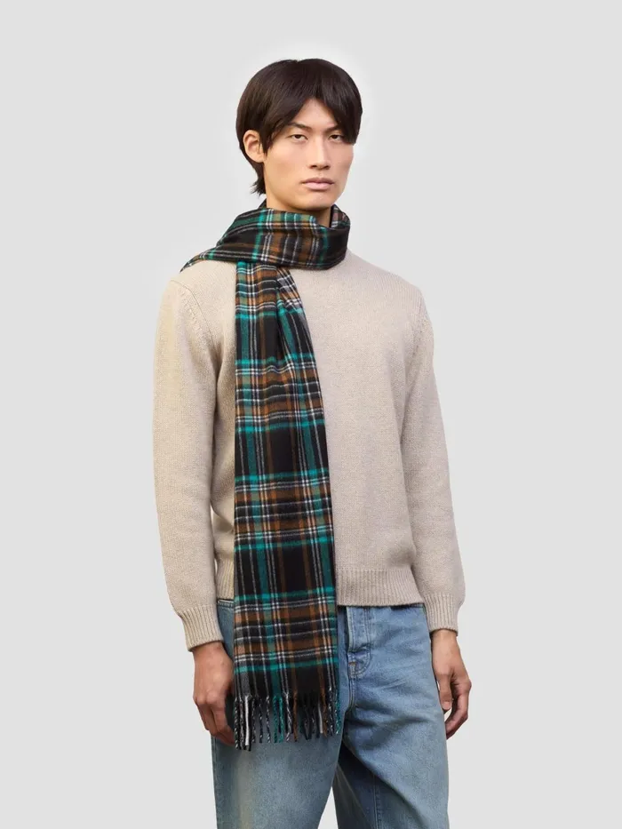 Men Begg X Co Scarves Arran Serfaus Cashmere Scarf Black White Teal