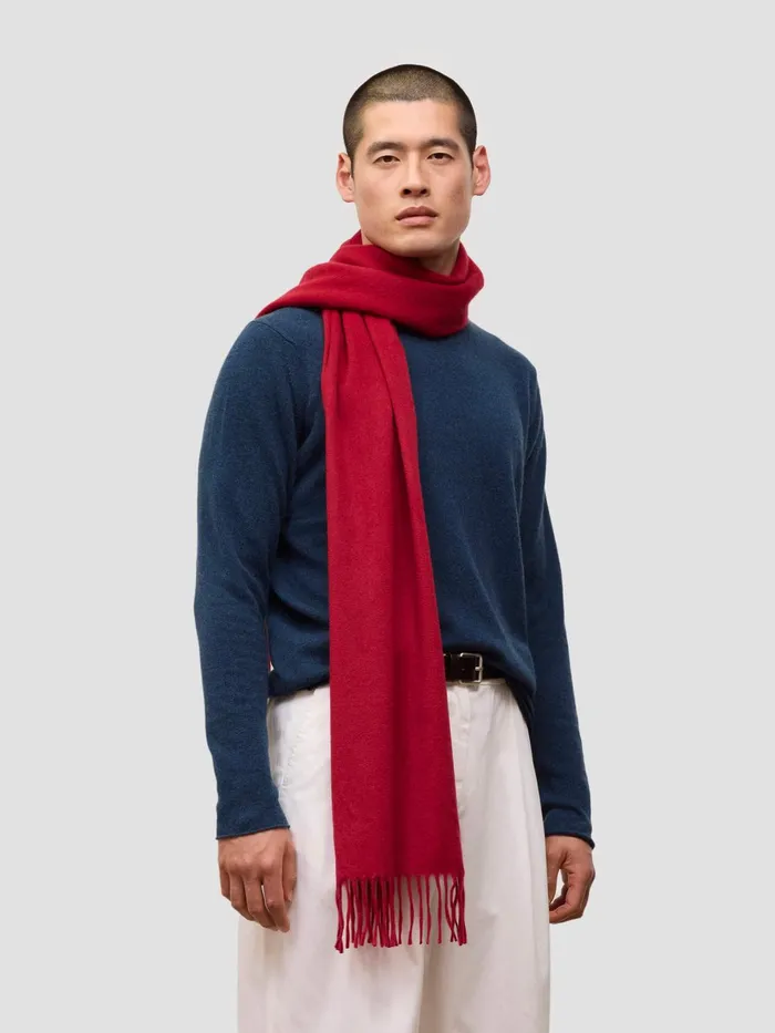 Men Begg X Co Scarves Arran Solid Oversized Cashmere Scarf Carmine