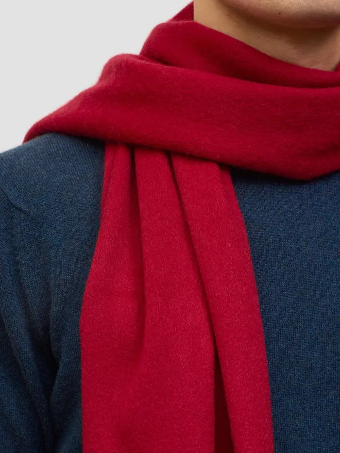 Men Begg X Co Scarves Arran Solid Oversized Cashmere Scarf Carmine