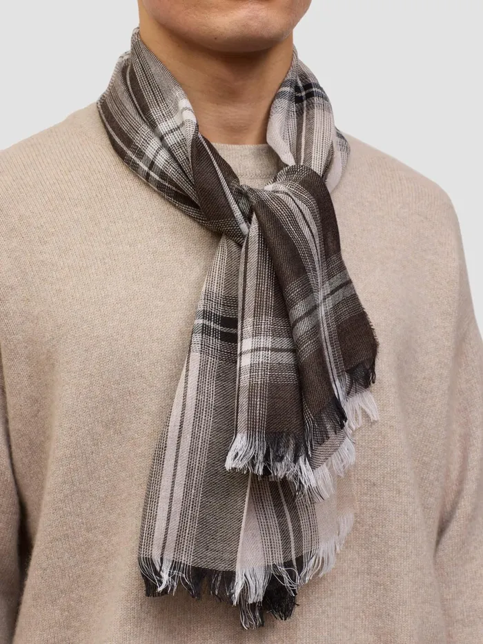 Men Begg X Co Scarves Fiji Hunter Lightweight Scarf Stone Bark