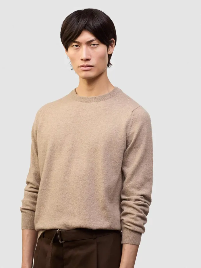 Men Begg X Co Sweaters Heriot Crew Cashmere Sweater Brown Undyed