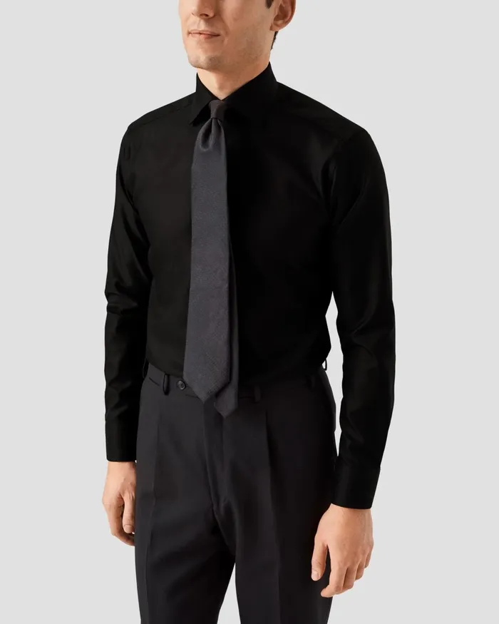 Men Black Textured Twill Shirt Black Eton Dress Shirts Men Black Textured Twill Shirt Black Eton Dress Shirts