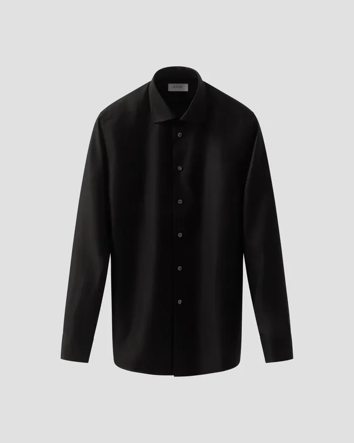 Men Black Textured Twill Shirt Black Eton Dress Shirts Men Black Textured Twill Shirt Black Eton Dress Shirts