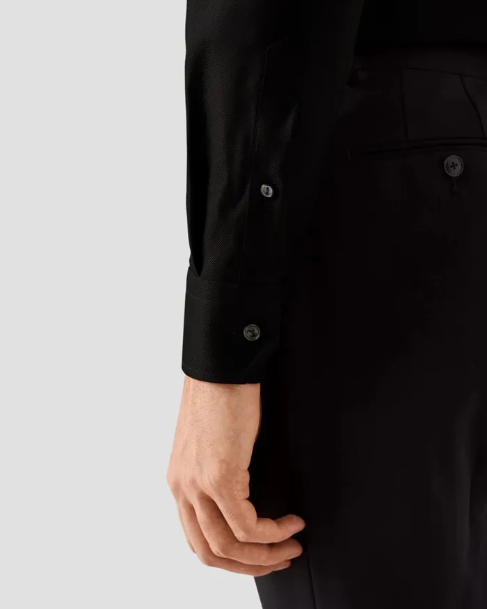 Men Black Textured Twill Shirt Black Eton Dress Shirts Men Black Textured Twill Shirt Black Eton Dress Shirts